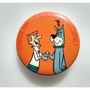 Jetsons Cheer Up George Astro Dog Pinback Button Badge 1983 Licensed Pin Vintage